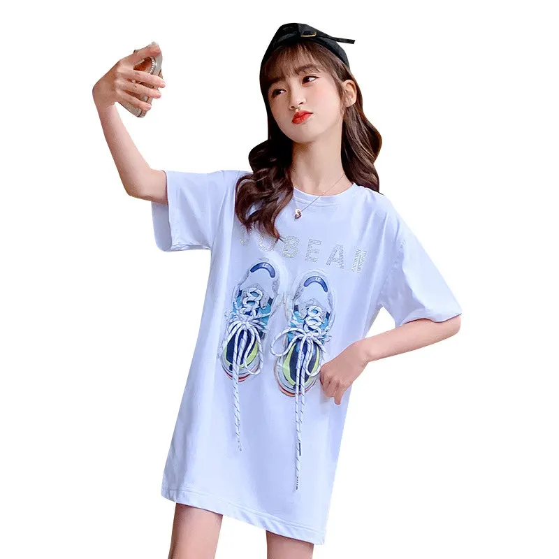 Children's T-Shirts Long Style Kids Summer Cotton Clothes Casual Loose Teenage Girls Fashion Pattern Tops Short Sleeve T Shirts
Children's T-Shirts Long Style Kids Summer Cotton Clothes Casual Loose Teenage Girls Fashion Pattern Tops Short Sleeve T Shirts