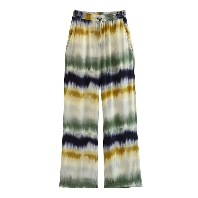 TRAF Ladies Tie-dye High-waisted Pantalons Straight Wide Leg Pants With Drawstring Waistband Front Pockets 2023 Summer New
TRAF Ladies Tie-dye High-waisted Pantalons Straight Wide Leg Pants With Drawstring Waistband Front Pockets 2023 Summer New