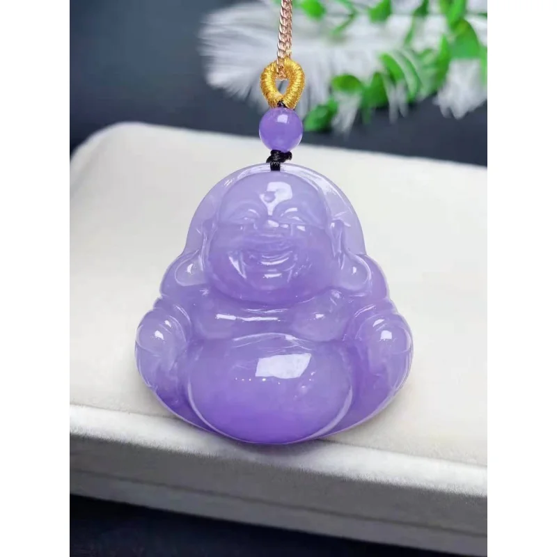 

Natural jade A HandCarved violet Buddha jadeite jade violet jade pendant jade necklace pendants jewelry necklaces women men