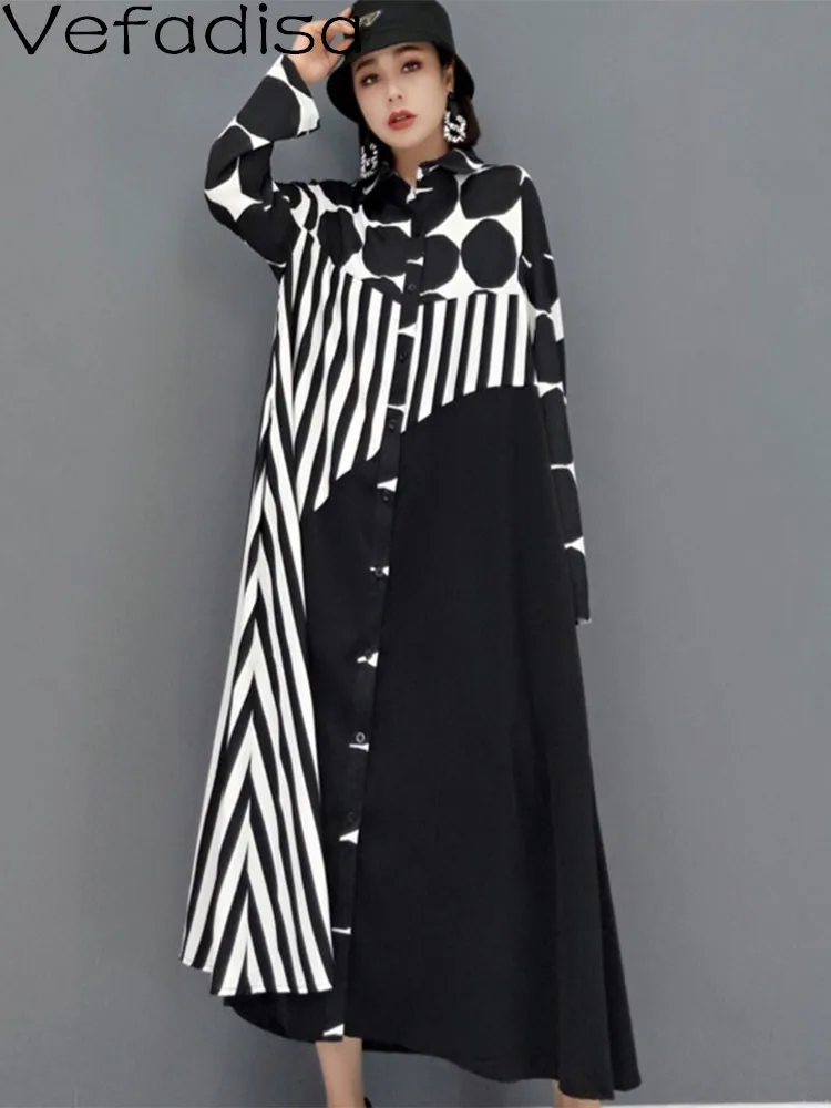 Women Long Sleeves Lapel Dress Loose Mid-length Polka Dots Stripe Color Matching Printing Dress 2023 Spring Autumn LHX1524
Women Long Sleeves Lapel Dress Loose Mid-length Polka Dots Stripe Color Matching Printing Dress 2023 Spring Autumn LHX1524