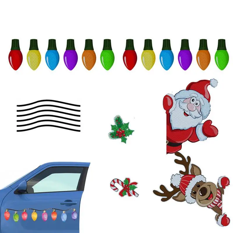 

Christmas Car Magnets Christmas Magnets With Reindeer Santa Candy Cane Light Bulb Wires Design 22 Pcs Reflective Christmas Car