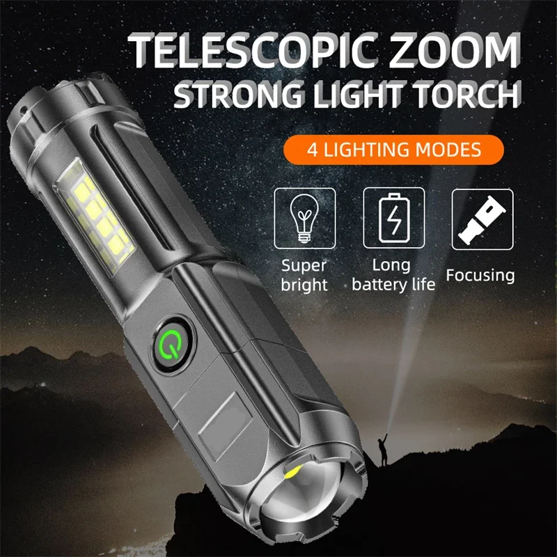 

Фонарик телескопический зум сильный свет USB перезаряжаемый портативный прожектор дальний Наружный свет самый мощный фонарик