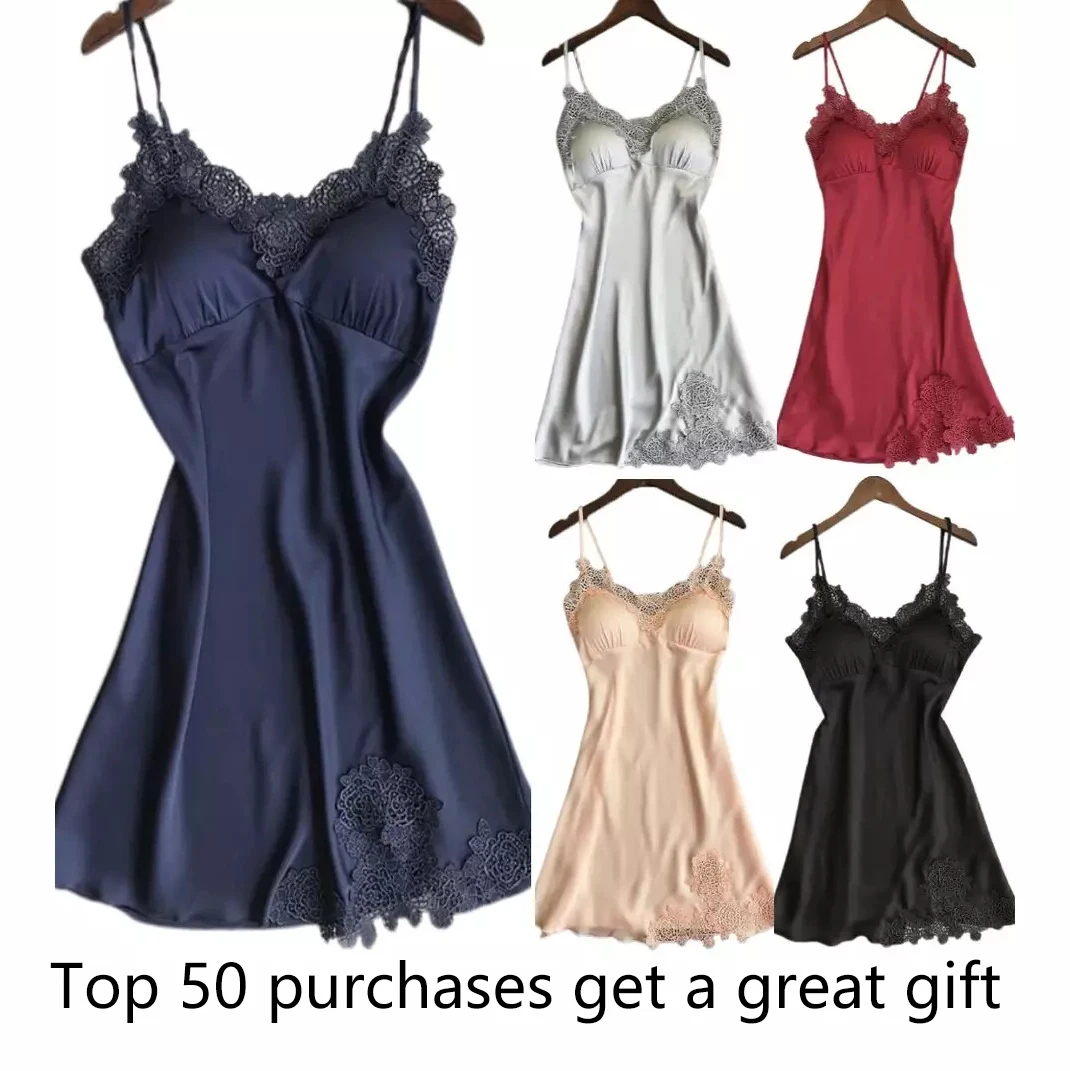 Nightdress Women Chic Solid Silk Sleepwear Women's Nightwear Home Clothes Nightgown Sleepwear Comfort Silky Sexy Nuisette Femme
Nightdress Women Chic Solid Silk Sleepwear Women's Nightwear Home Clothes Nightgown Sleepwear Comfort Silky Sexy Nuisette Femme