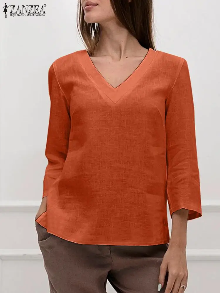 Summer V Neck 3/4 Sleeve Blouse 2023 ZANZEA Women Elegant Solid Work Shirt Female Party Blusas Chemise Fashion Casual Tunic Tops
Summer V Neck 3/4 Sleeve Blouse 2023 ZANZEA Women Elegant Solid Work Shirt Female Party Blusas Chemise Fashion Casual Tunic Tops