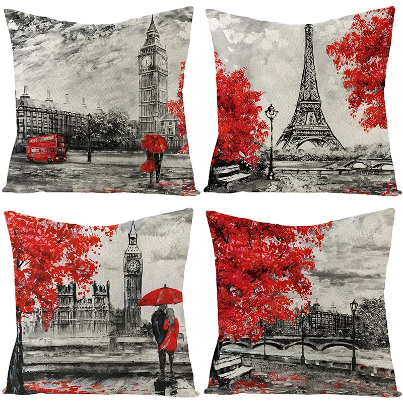 Luxury Red Flower Pillowcase Eiffel Tower Paris Pillow Case Soft Sofa Double Bed Cushions for Living Room Home Decor 40x40 45x45
Luxury Red Flower Pillowcase Eiffel Tower Paris Pillow Case Soft Sofa Double Bed Cushions for Living Room Home Decor 40x40 45x45