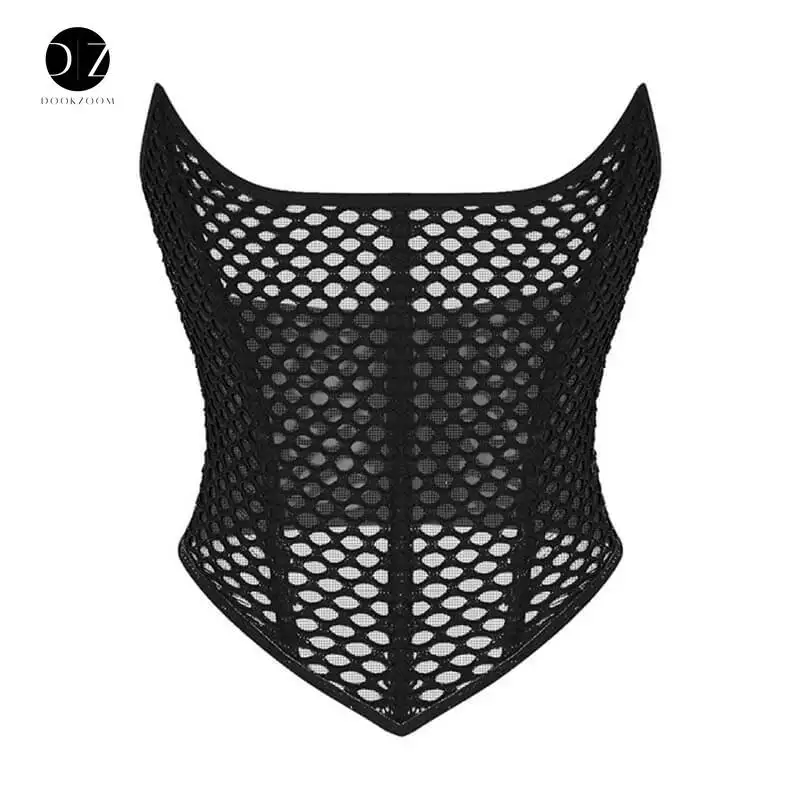 Sexy Mesh Hollow Out Cropped Corset Top Steel Bone Strapless Sleeveless Bustiers Off Shoulder Transparent Waist Training Corset
Sexy Mesh Hollow Out Cropped Corset Top Steel Bone Strapless Sleeveless Bustiers Off Shoulder Transparent Waist Training Corset