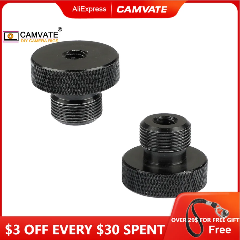 CAMVATE 2 Pieces Standard Aluminum Alloy 1/4"-20 Female To 5/8"-27 Male Microphone Thread Screw For Microphone Holder Connecting
CAMVATE 2 Pieces Standard Aluminum Alloy 1/4"-20 Female To 5/8"-27 Male Microphone Thread Screw For Microphone Holder Connecting