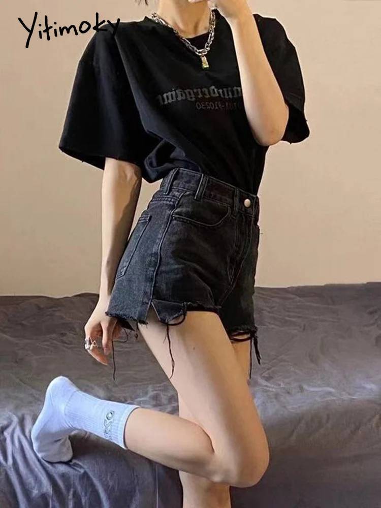 Yitimoky 2022 Summer Women Fashion With Frayed Tassel Ripped Denim Shorts Vintage Mid Waist Zipper Fly Female Short Jeans
Yitimoky 2022 Summer Women Fashion With Frayed Tassel Ripped Denim Shorts Vintage Mid Waist Zipper Fly Female Short Jeans