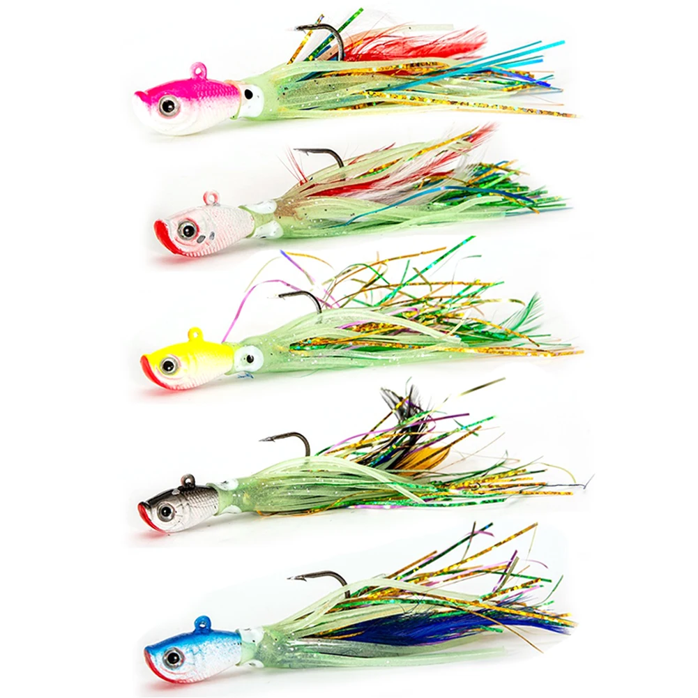 5pcs Luminous Squid Skirts Artificial Bait 28g Luminous Fishing Lures Hook FishSkin Shrimp Silicone Soft Lure for Boat Sea Fish
5pcs Luminous Squid Skirts Artificial Bait 28g Luminous Fishing Lures Hook FishSkin Shrimp Silicone Soft Lure for Boat Sea Fish