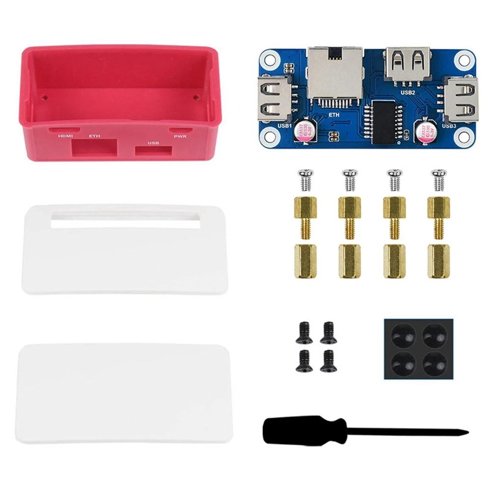 

Плата расширения Waveshare для Raspberry Pi Zero, Стандартная плата расширения (B) Ethernet/фотобокс 1X RJ45 3X USB 2,0