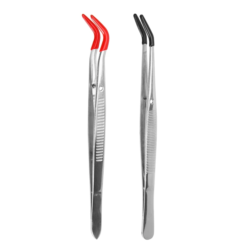 2 PCS Tweezers Curved Bent Rubber Tip Tweezers Stainless Steel Crafts Tweezers For Lab Jewelry Making
2 PCS Tweezers Curved Bent Rubber Tip Tweezers Stainless Steel Crafts Tweezers For Lab Jewelry Making