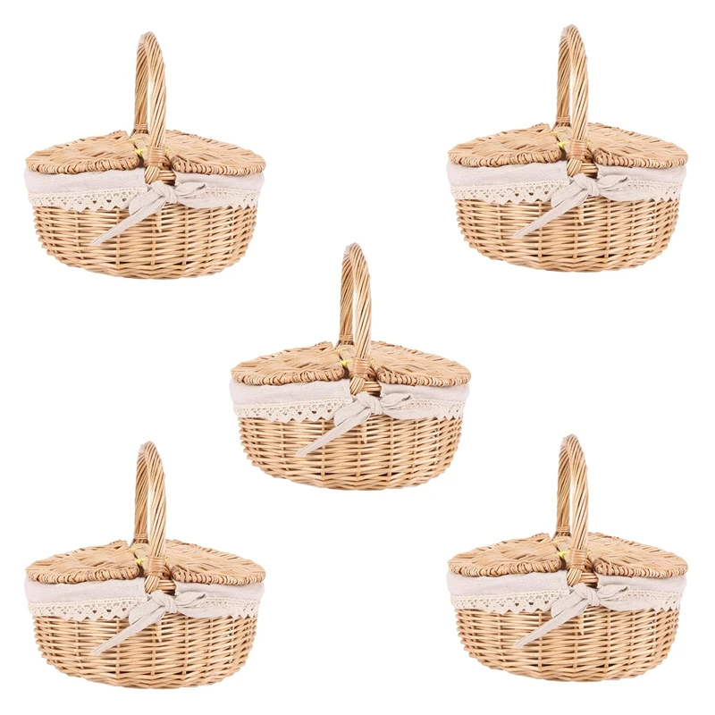 5X Handmade Wicker Basket With Handle Wicker Camping Picnic Basket With Double Lids Hamper Basket With Cloth Lining
5X Handmade Wicker Basket With Handle Wicker Camping Picnic Basket With Double Lids Hamper Basket With Cloth Lining