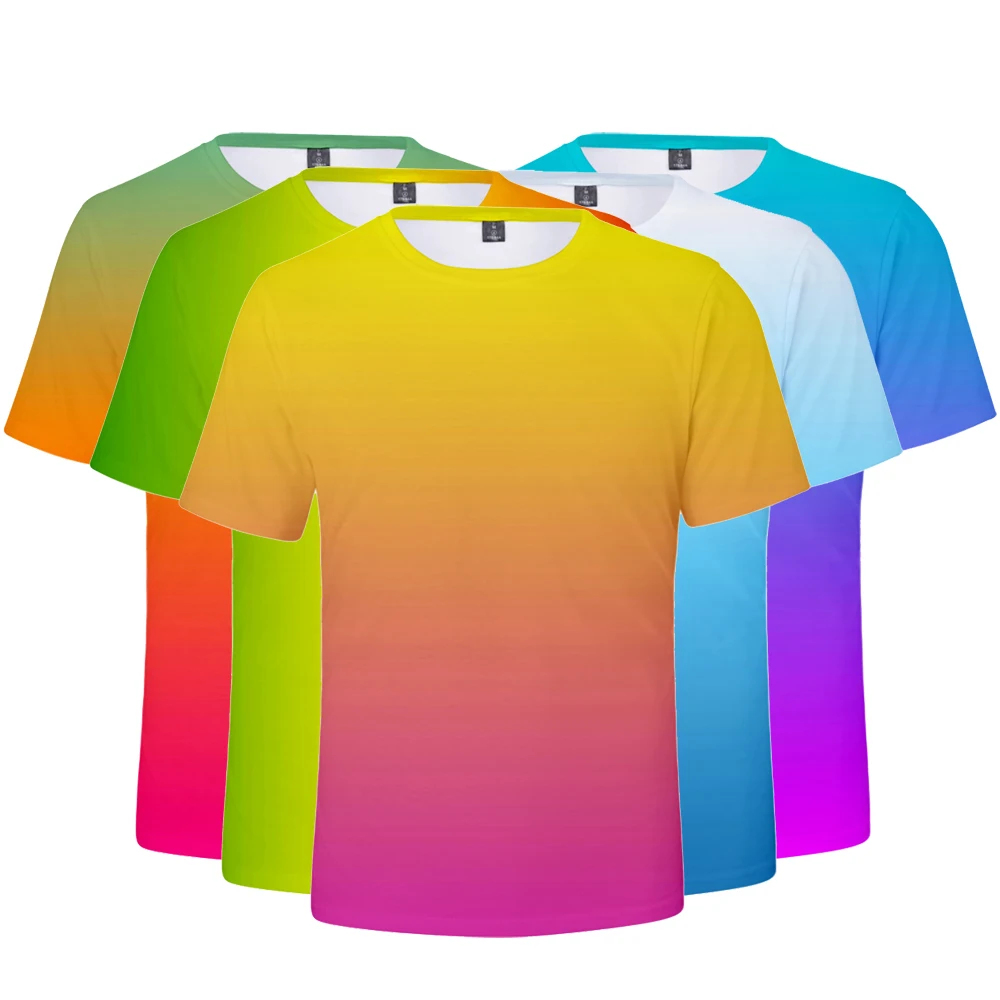 Creative colorful gradient 3D T-shirt men's and women's Popular summer short T-shirt Gradient neon color TShirt solid Tees
Creative colorful gradient 3D T-shirt men's and women's Popular summer short T-shirt Gradient neon color TShirt solid Tees