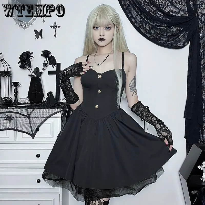 Черное готическое платье на бретелях, женское привлекательное хлопковое платье в стиле преппи с ремешком на талии
Черное готическое платье на бретелях, женское привлекательное хлопковое платье в стиле преппи с ремешком на талии