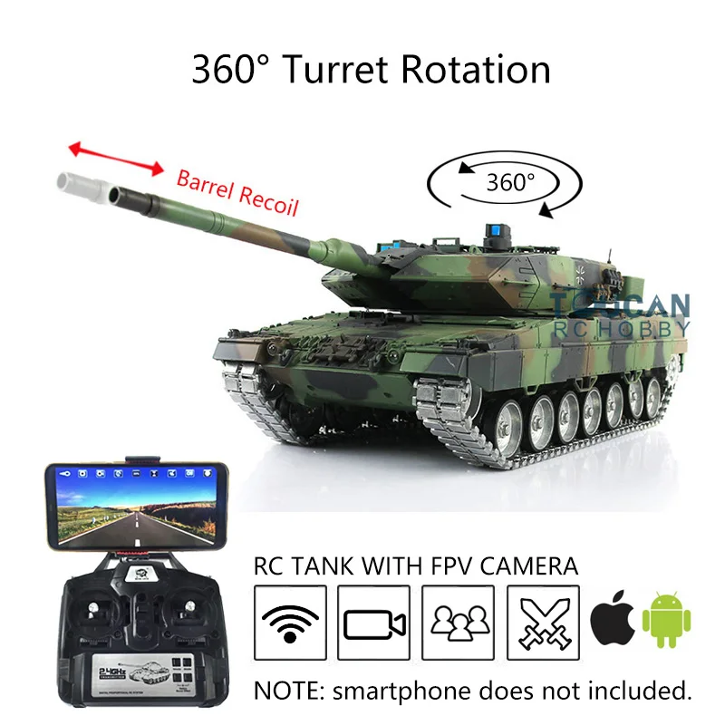 Boys Gifts 1/16 HENG LONG 7.0 Customized Leopard2A6 RC Tank 3889 Metal Tracks FPV Recoil Controlled Toys for Adults TH17595-SMT7
Boys Gifts 1/16 HENG LONG 7.0 Customized Leopard2A6 RC Tank 3889 Metal Tracks FPV Recoil Controlled Toys for Adults TH17595-SMT7
