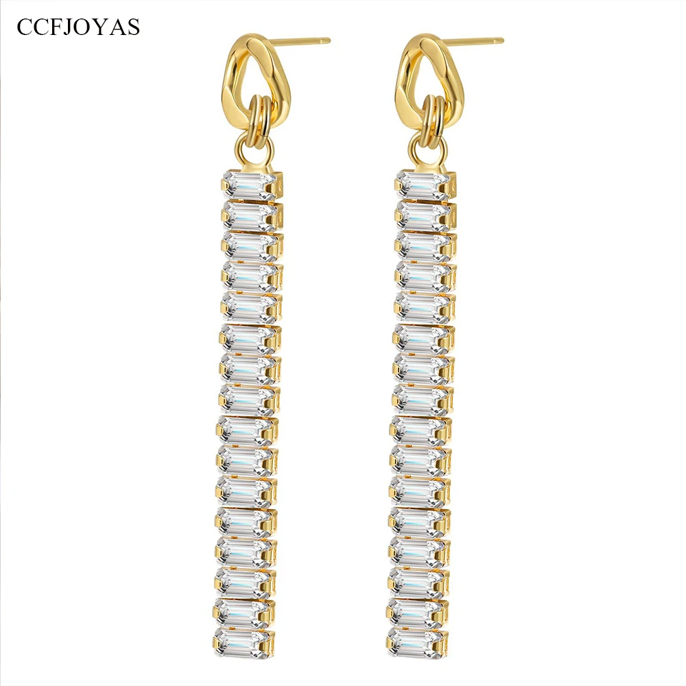 CCFJOYAS European and American Light Luxury Temperament Simple Sparkling Clear Zircon Tassel Earrings for Women Fashion Jewelry
CCFJOYAS European and American Light Luxury Temperament Simple Sparkling Clear Zircon Tassel Earrings for Women Fashion Jewelry