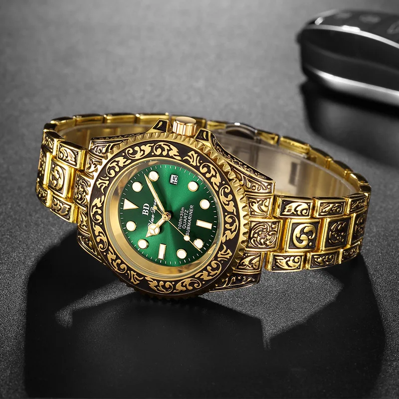 Vintage Carved Pattern Men's Watch Glow Watch Fashion Luxury Diamond Date Quartz Watches Date Quartz Vintage Watch Reloj Hombre
Vintage Carved Pattern Men's Watch Glow Watch Fashion Luxury Diamond Date Quartz Watches Date Quartz Vintage Watch Reloj Hombre