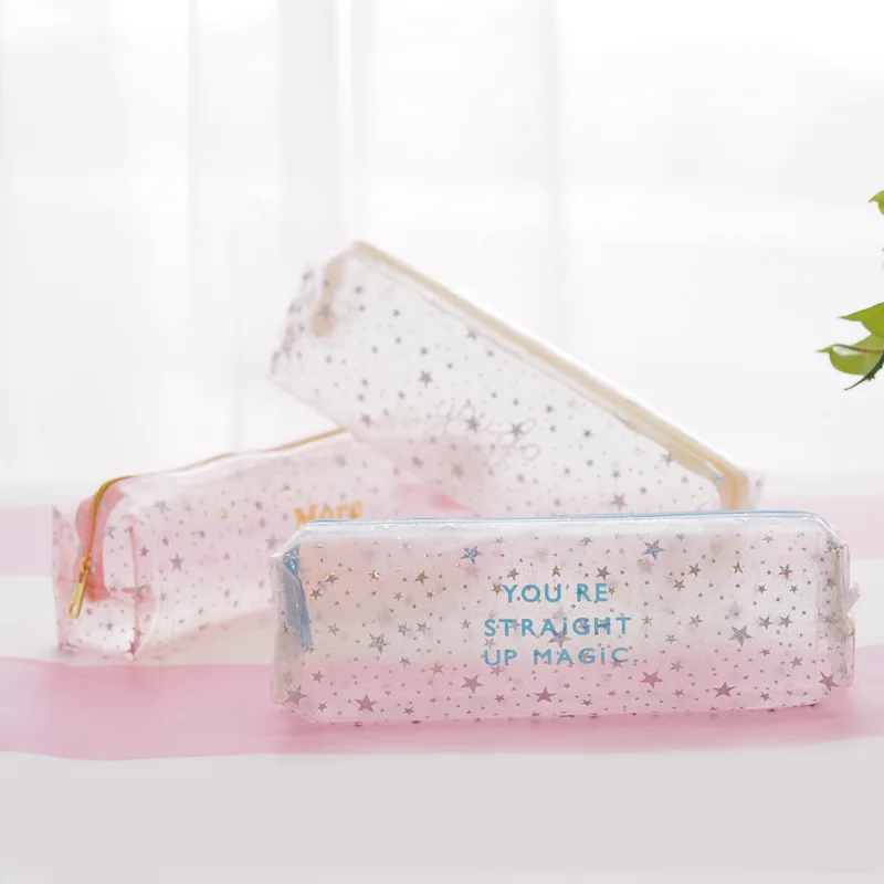 Glittering Stars Transparent PVC Large Capacity Pencil Bag Cute Pouch Stationery Storage Organizer Pencil Case School Supply
Glittering Stars Transparent PVC Large Capacity Pencil Bag Cute Pouch Stationery Storage Organizer Pencil Case School Supply