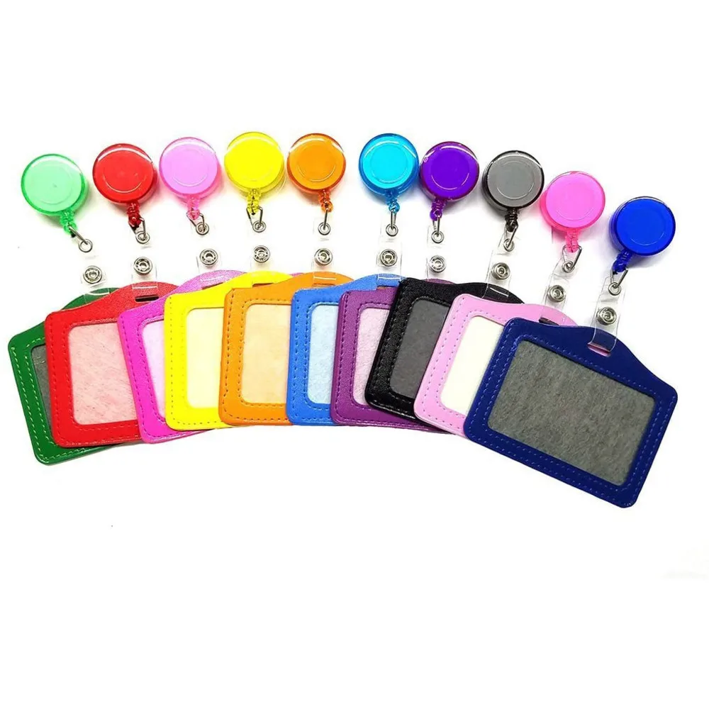 200 Sets Assorted Color PU Leather ID Badge Card Holder With Retractable Reel Key Clip Set Party Gifts ID Kaarthouder
200 Sets Assorted Color PU Leather ID Badge Card Holder With Retractable Reel Key Clip Set Party Gifts ID Kaarthouder