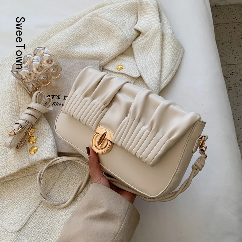 Sweetown Grace Lady Crossbody Bag Women Underarm Shoulder Bag Small Square Flap Handbag Pleated Solid Color Messenger Bag
Sweetown Grace Lady Crossbody Bag Women Underarm Shoulder Bag Small Square Flap Handbag Pleated Solid Color Messenger Bag