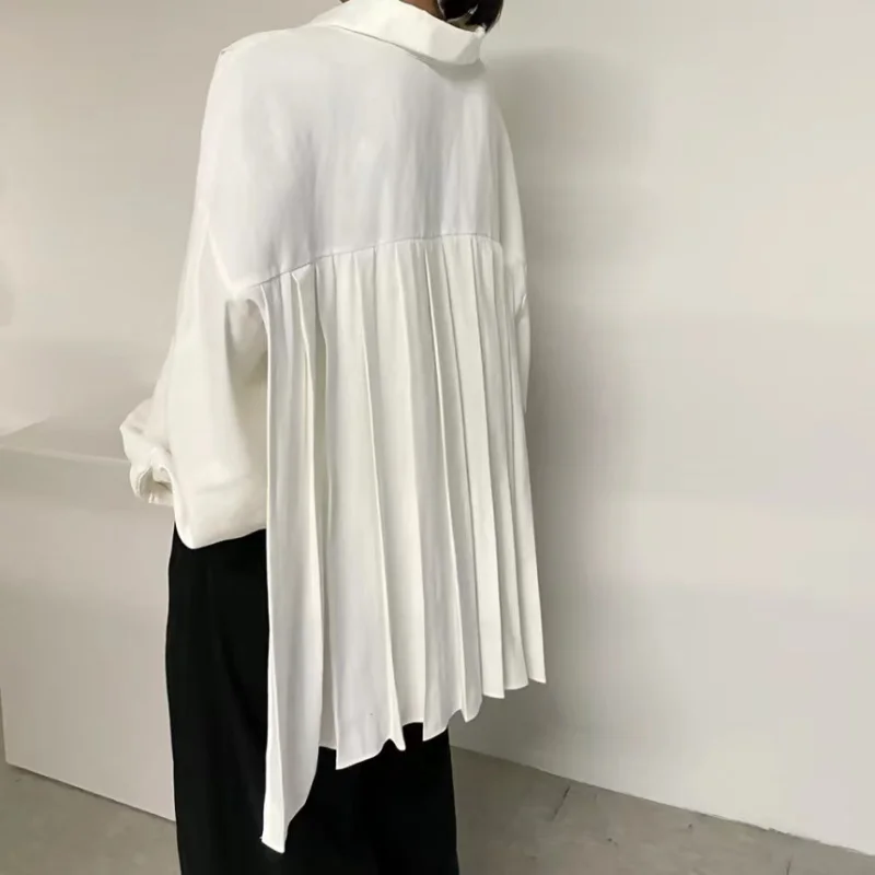 QNPQYX Korean Chic Women's Shirts Back Pleated Design Blusas Mujer Loose Casual Blouses Lapel Long Sleeve Tops Spring New Shirt
QNPQYX Korean Chic Women's Shirts Back Pleated Design Blusas Mujer Loose Casual Blouses Lapel Long Sleeve Tops Spring New Shirt