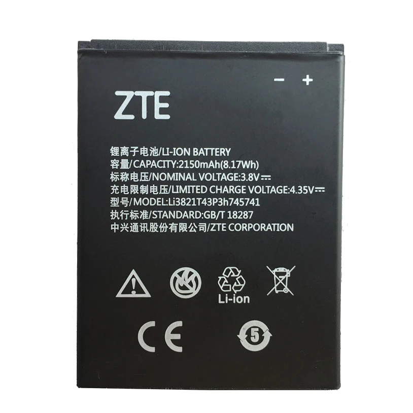 3.8V 2150mAh Li3821T43P3h745741 For ZTE Blade L5 Plus For ZTE Blade T520 For ZTE Blade SS C370 L0510 Battery
3.8V 2150mAh Li3821T43P3h745741 For ZTE Blade L5 Plus For ZTE Blade T520 For ZTE Blade SS C370 L0510 Battery