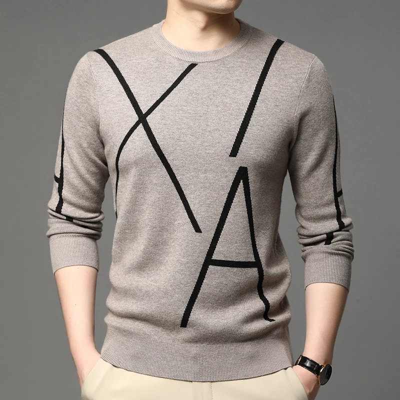 

Новинка 2022, модный брендовый вязаный высококачественный дизайнерский зимний шерстяной пуловер, черный свитер для мужчин, крутой осенний Повседневный джемпер, мужская одежда