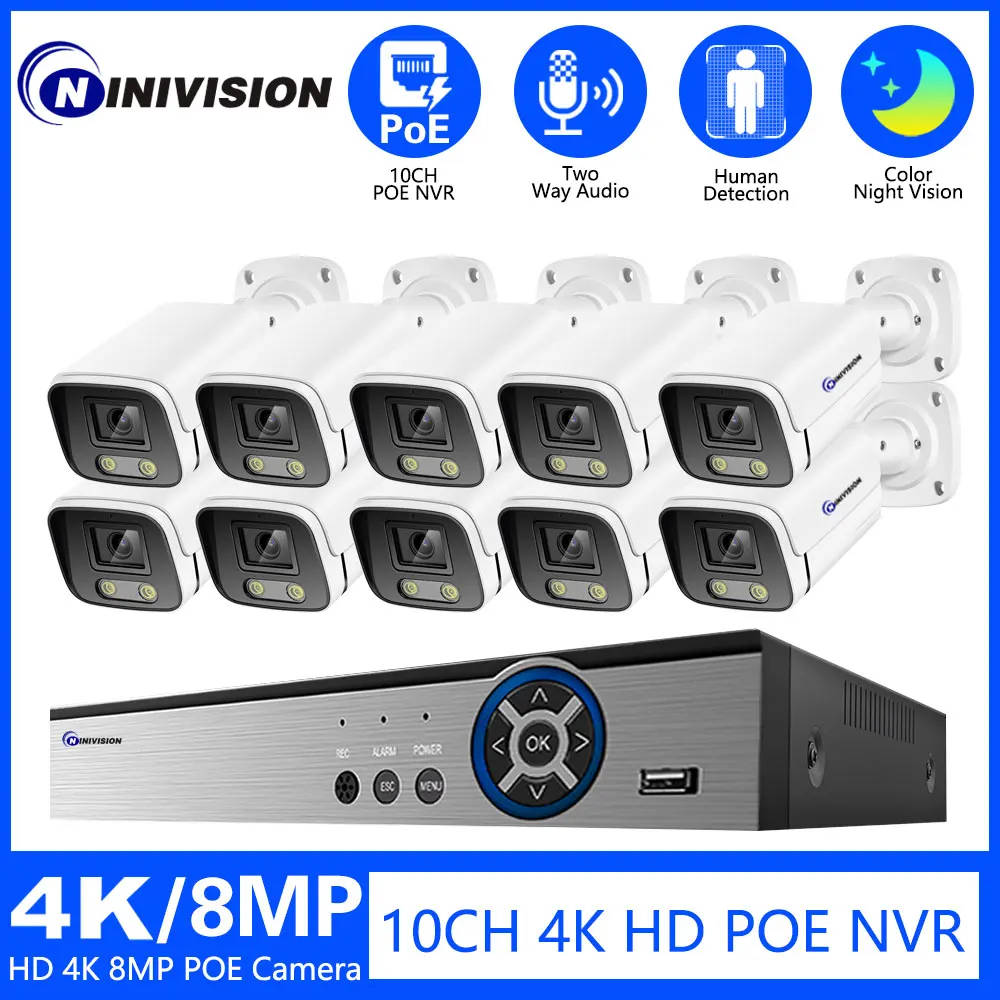 10CH 8CH 8MP 4K POE Security IP Camera System Two Way Audio Face NVR Set CCTV Outdoor IP Camera H.265 P2P Video Surveillance Kit
10CH 8CH 8MP 4K POE Security IP Camera System Two Way Audio Face NVR Set CCTV Outdoor IP Camera H.265 P2P Video Surveillance Kit
