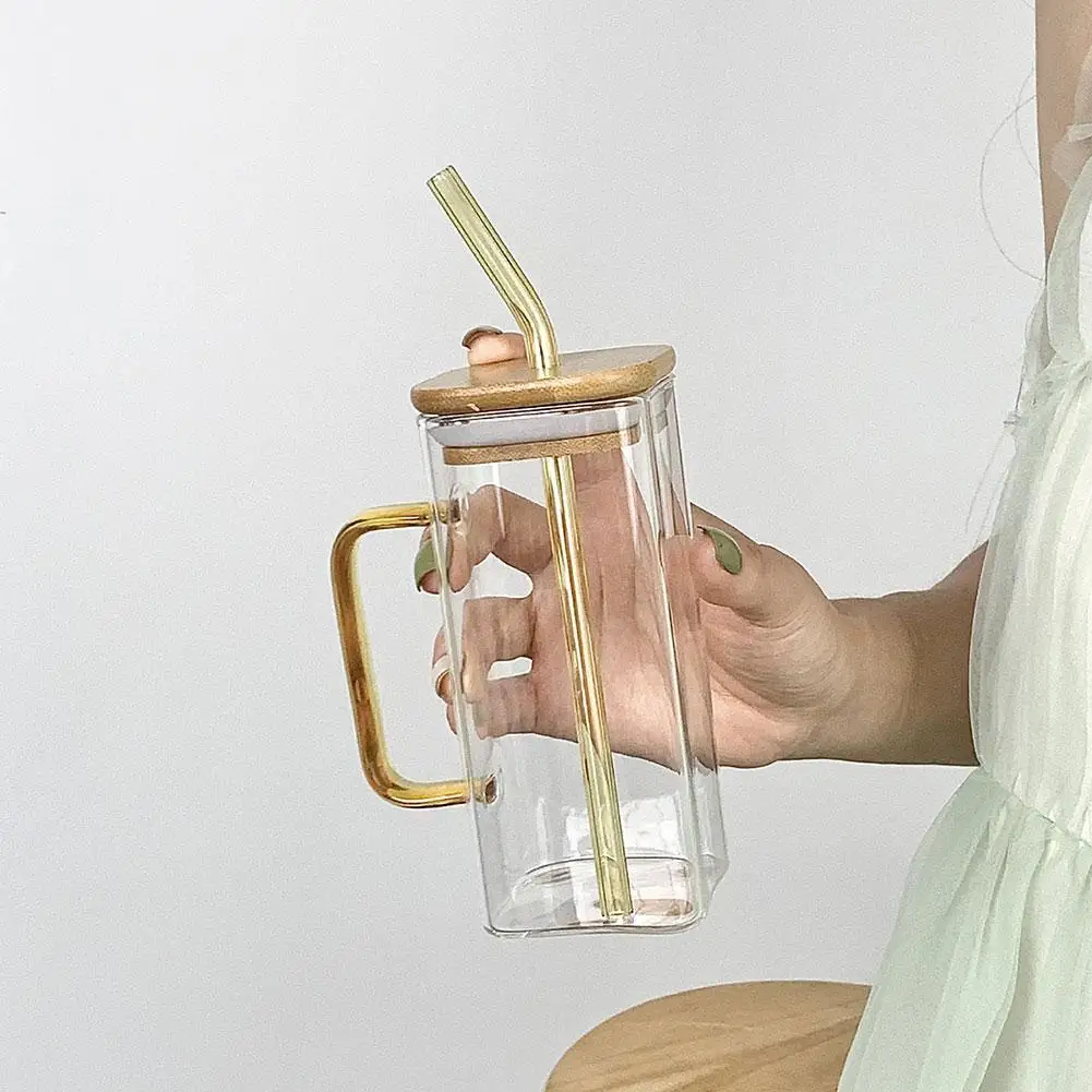 1Pc 400ML Square Mug With Lids And Straws Single Colored Handle Layer Drinking Glass Cups For Soda Iced Coffee Milk Tea Water
1Pc 400ML Square Mug With Lids And Straws Single Colored Handle Layer Drinking Glass Cups For Soda Iced Coffee Milk Tea Water