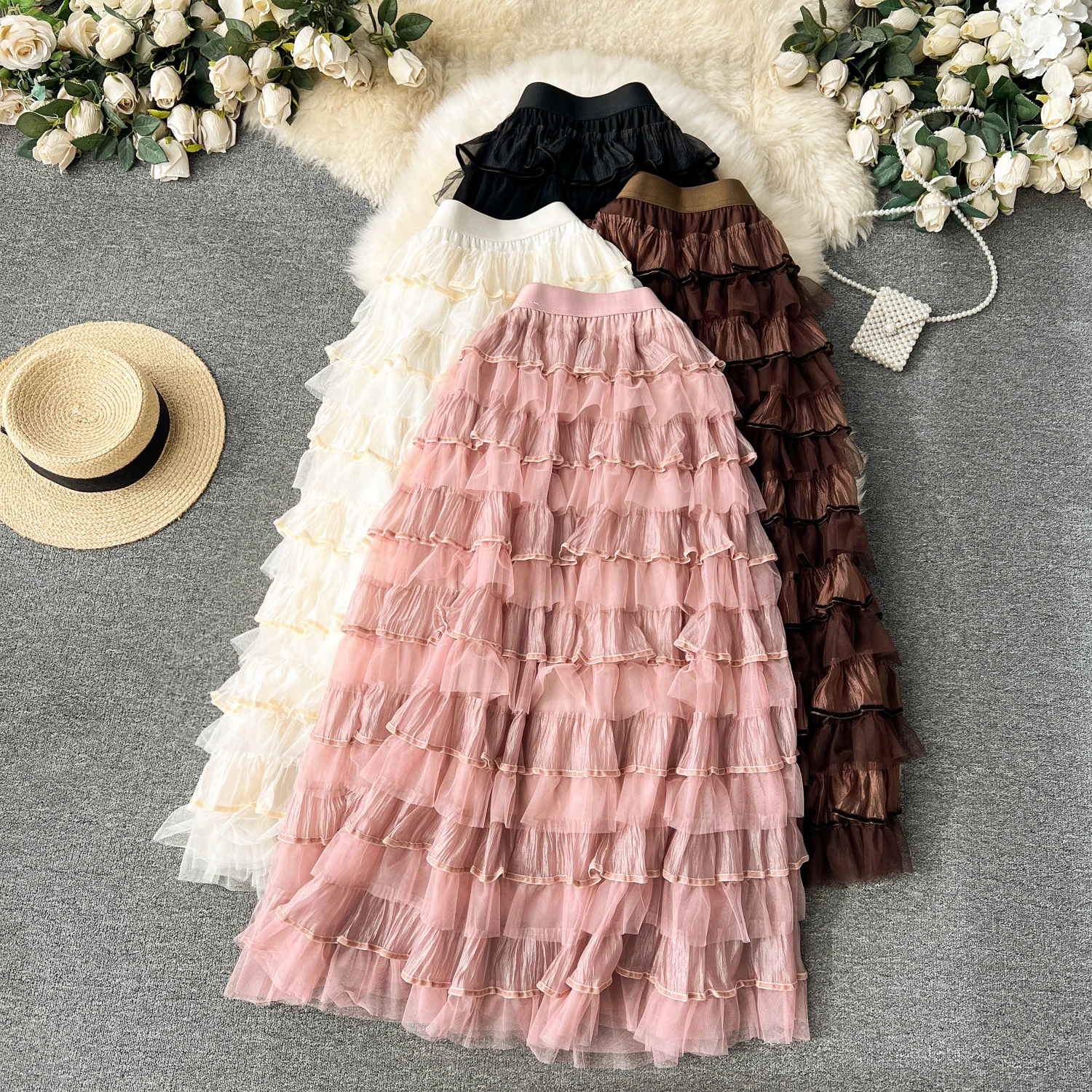 Clothland Women Sweet Mesh Ruffle Skirt Elastic Waist A Line With Lining Female Cute Casual Skirts Mujer BA271
Clothland Women Sweet Mesh Ruffle Skirt Elastic Waist A Line With Lining Female Cute Casual Skirts Mujer BA271