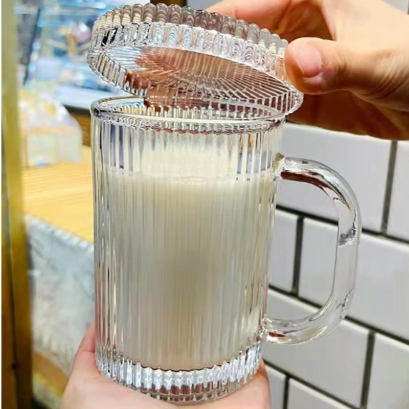Vertical Striped Glass Simple Household Water Cup Beverage Cup with Lid High-value Milk Cup Breakfast Cup Tumbler Travel Bottle
Vertical Striped Glass Simple Household Water Cup Beverage Cup with Lid High-value Milk Cup Breakfast Cup Tumbler Travel Bottle