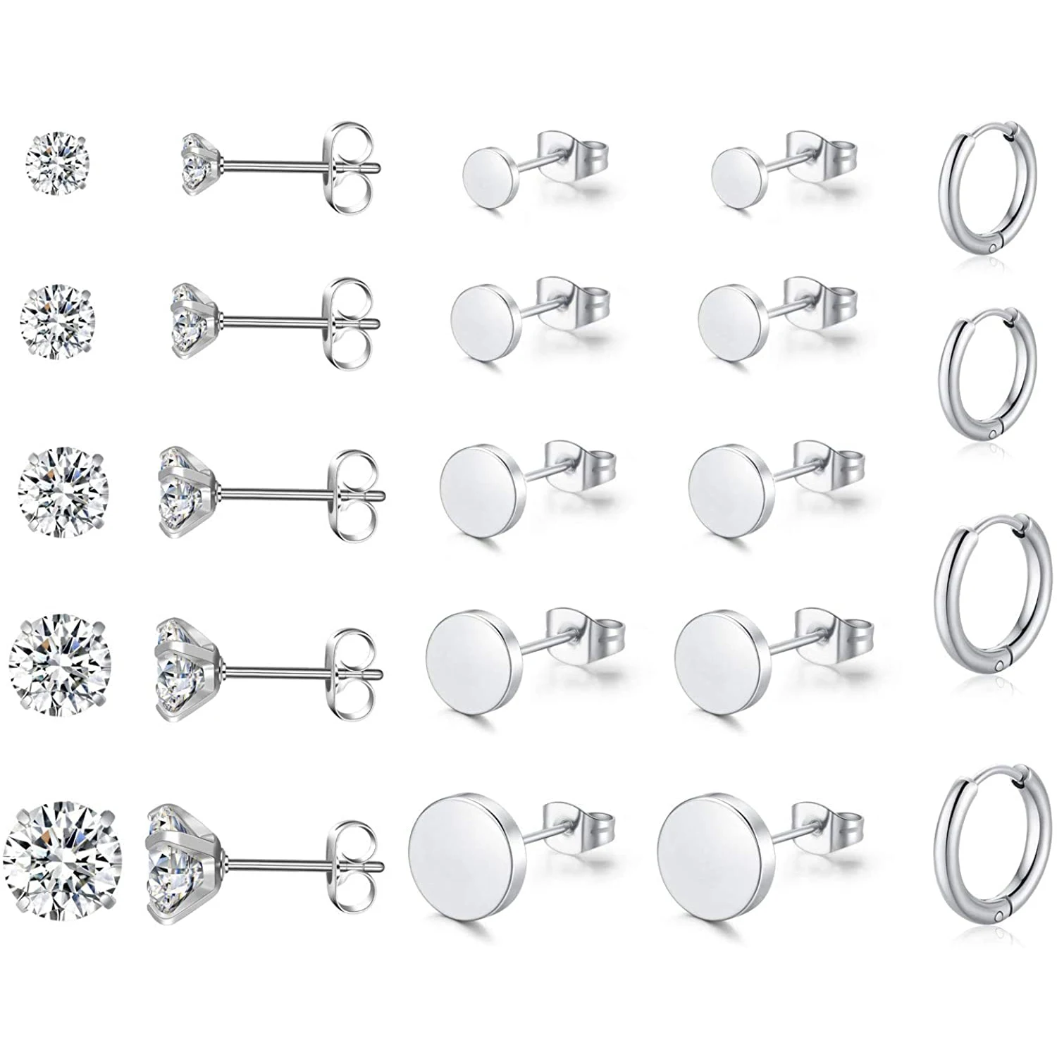 10 Pairs Surgical Steel Multiple Small Huggie Hoop Earrings CZ Stud Earrings Set for Women Trendy Cartilage Piercing Jewelry
10 Pairs Surgical Steel Multiple Small Huggie Hoop Earrings CZ Stud Earrings Set for Women Trendy Cartilage Piercing Jewelry