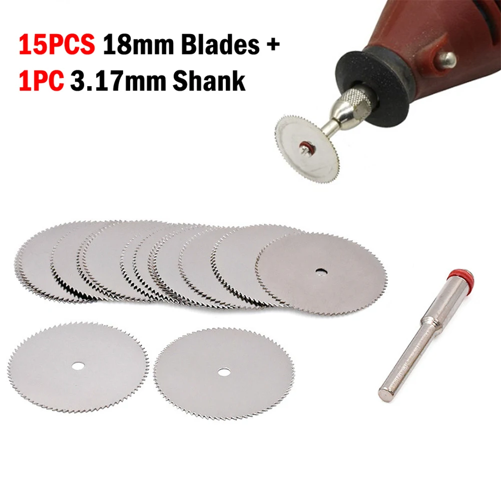 15pcs 18mm Circular Saw Blades W Rod Kit Cutting Wheel Disc For Metal Wood Electric Grinders Drills Power Tool Accessories
15pcs 18mm Circular Saw Blades W Rod Kit Cutting Wheel Disc For Metal Wood Electric Grinders Drills Power Tool Accessories