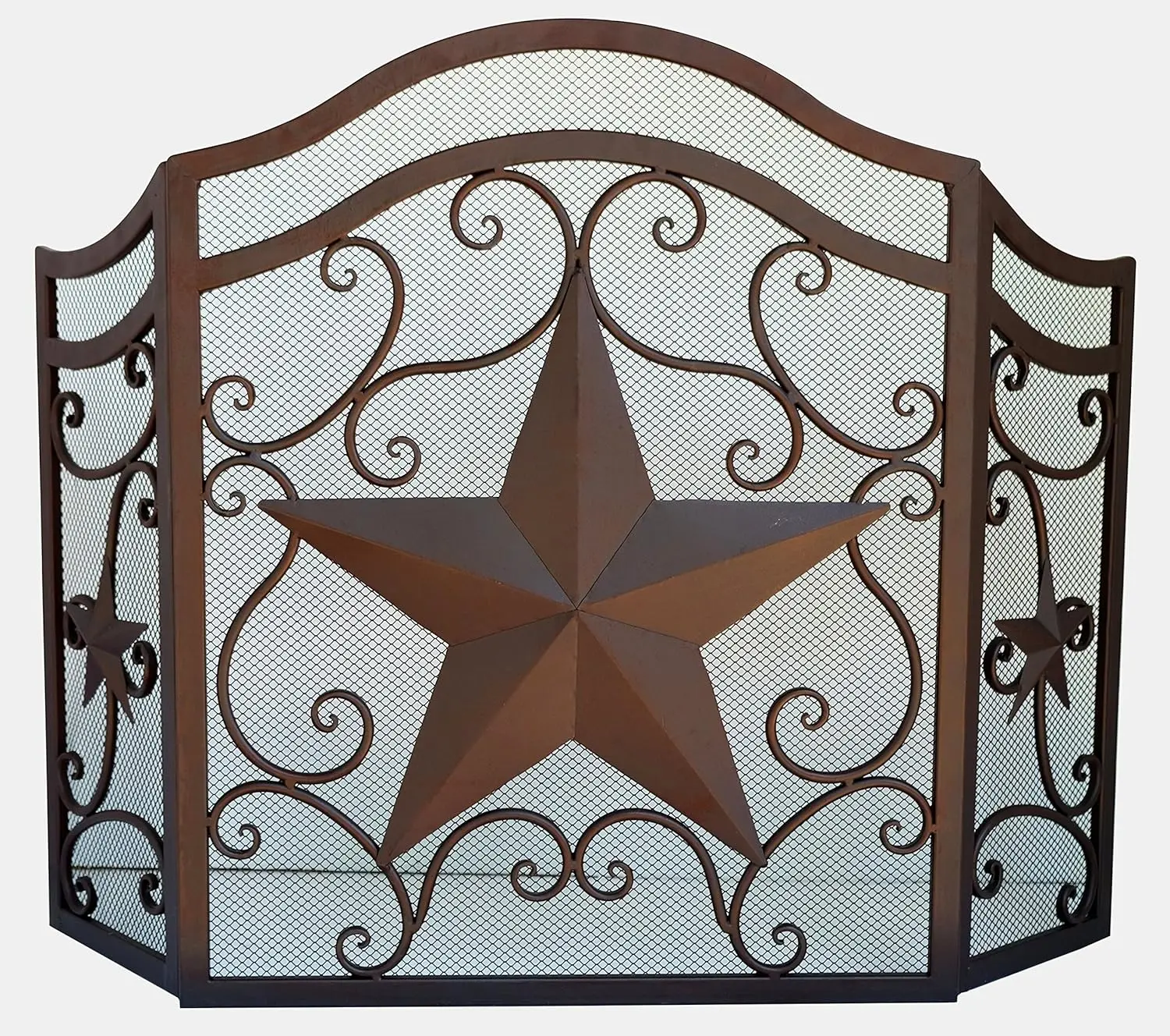 

Western Ornate Scrolls Star 3-Panel Decorative Fireplace Screen