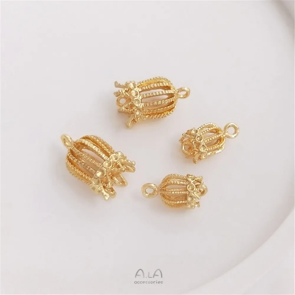 14K Gold Filled Plated Tassel flower hat Copper bird cage DIY handmade earrings Earrings hairpin material headdress Step pendant
14K Gold Filled Plated Tassel flower hat Copper bird cage DIY handmade earrings Earrings hairpin material headdress Step pendant