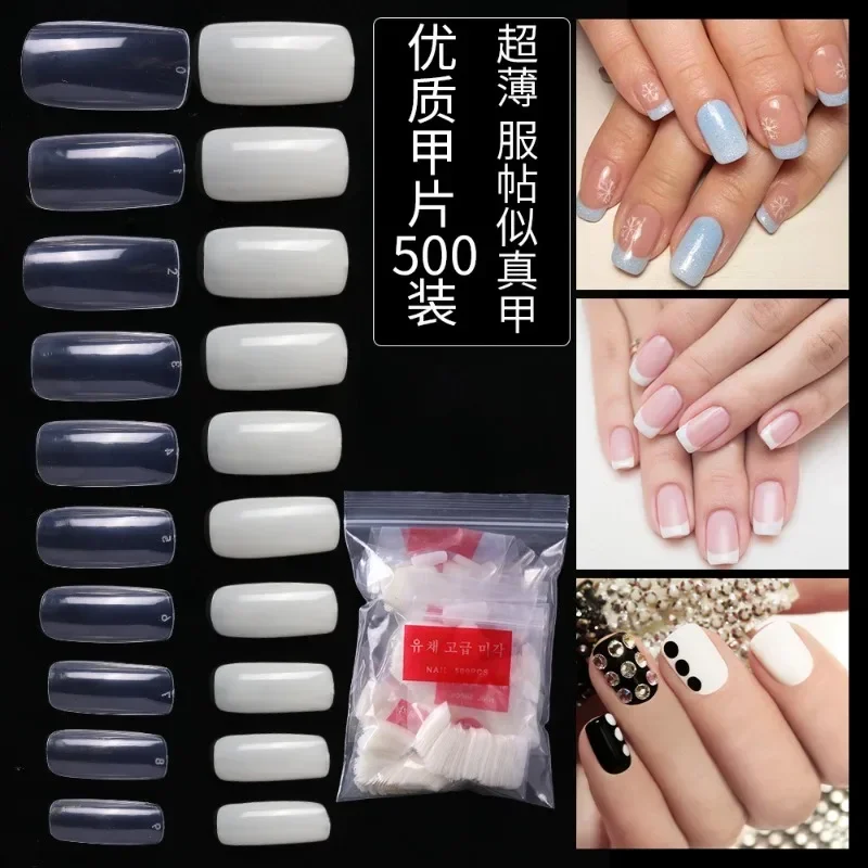 

Wholesale of Cross-border Square Nail Enhancement Patches, Full French Style Nail Enhancement Patches, Long Ballet, Semi Transpa