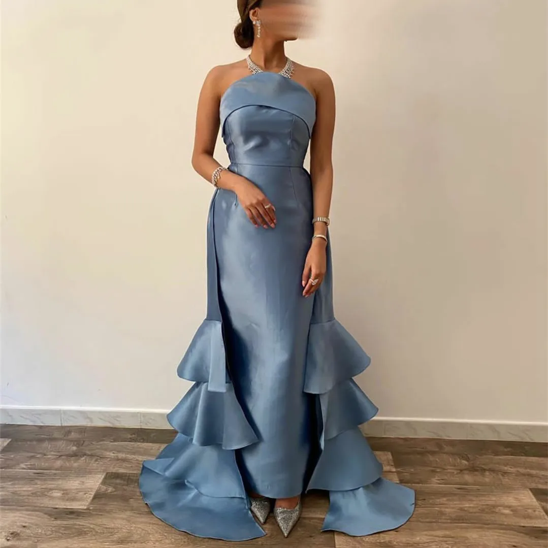 Vintage Long Satin Pleated Evening Dress With Ruffles Mermaid Floor Length Criss Cross Back Robe De Mariée Party Gown For Women
Vintage Long Satin Pleated Evening Dress With Ruffles Mermaid Floor Length Criss Cross Back Robe De Mariée Party Gown For Women