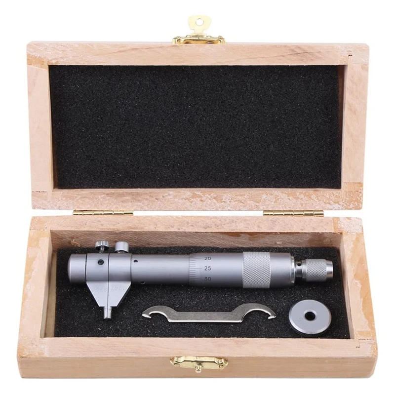 Inside Micrometer 5-30Mm Mechanical Micrometer Set 0.01 Mm Accuracy Include Wrench Calibration Ring Wooden Box
Inside Micrometer 5-30Mm Mechanical Micrometer Set 0.01 Mm Accuracy Include Wrench Calibration Ring Wooden Box