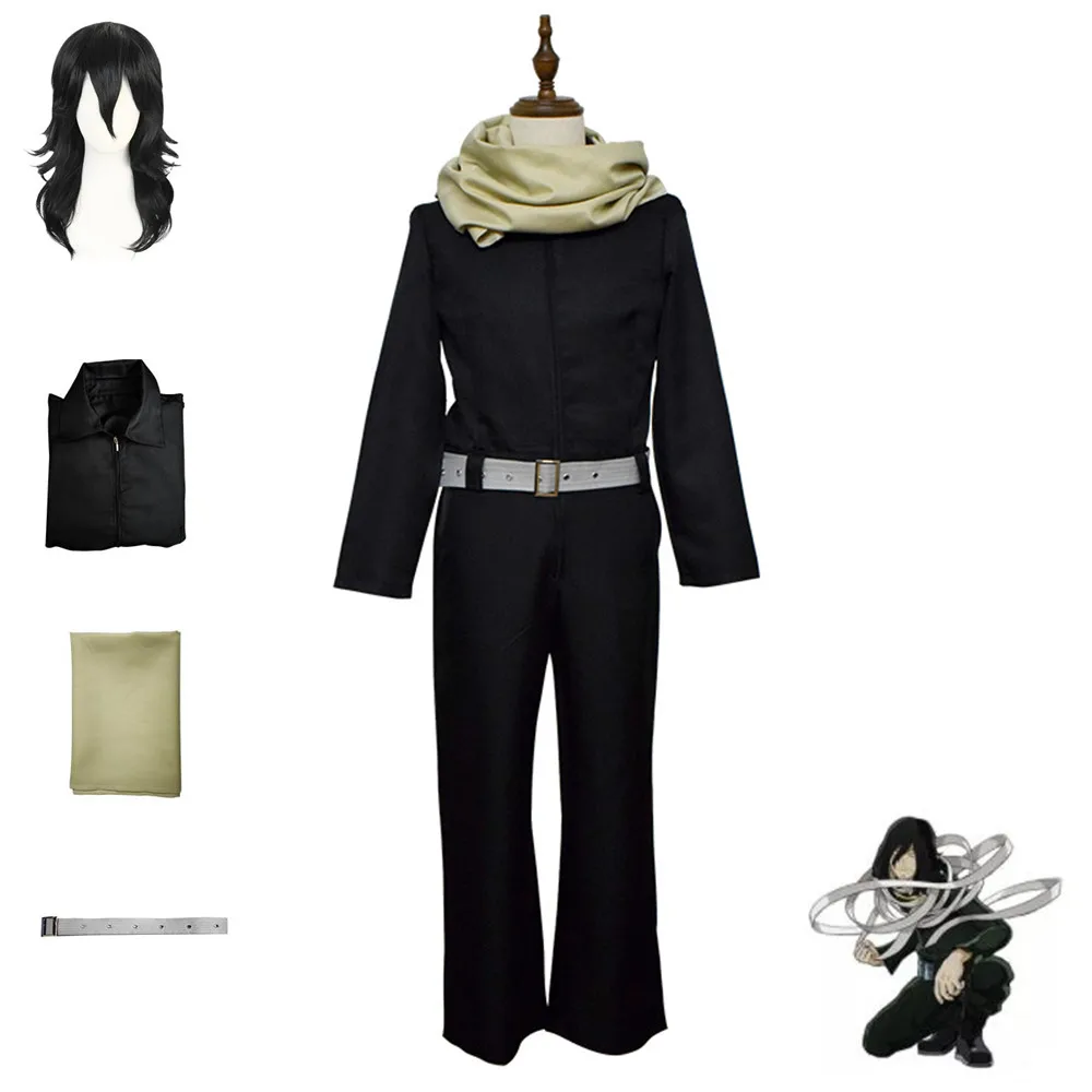 

Anime Aizawa Shouta Eraser Head My Hero Academia Cosplay Costume Wig Black Jumpsuits Scarf Aldult Man Woman Carnival Party Suit