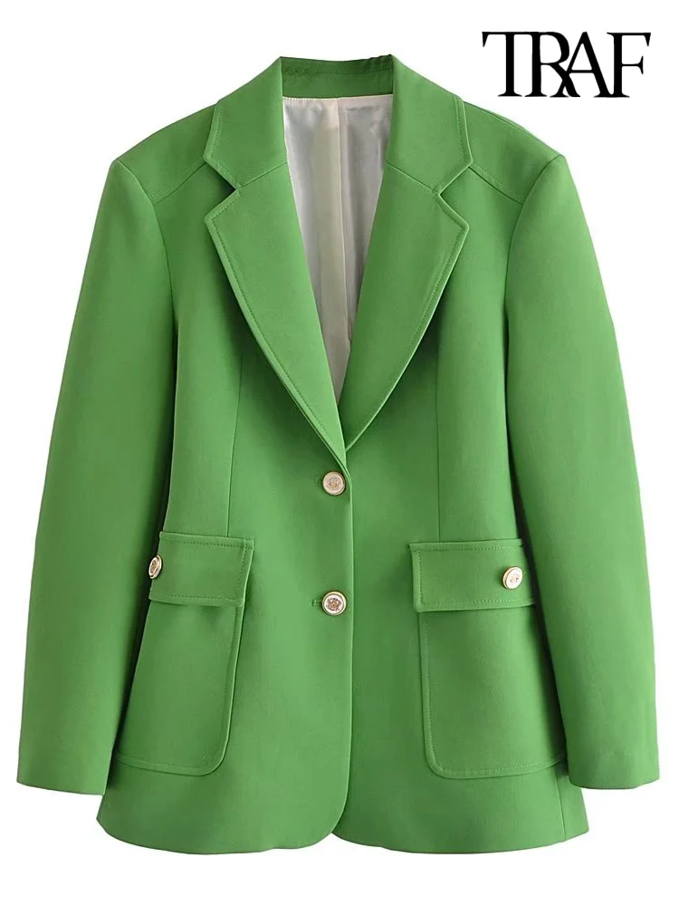 TRAF Women Fashion Patch Pockets Straight Blazer Coat Vintage Long Sleeve With Textured Buttons Female Outerwear Chic Veste
TRAF Women Fashion Patch Pockets Straight Blazer Coat Vintage Long Sleeve With Textured Buttons Female Outerwear Chic Veste