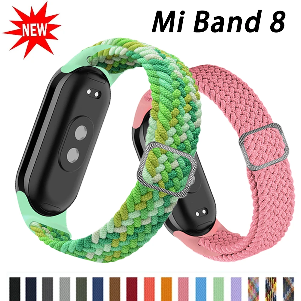 

Strap for Xiaomi Mi Band 8 Elastic Nylon Braided Solo Loop Adjustable Replacement NFC belt bracelet Watchband correa Miband 8