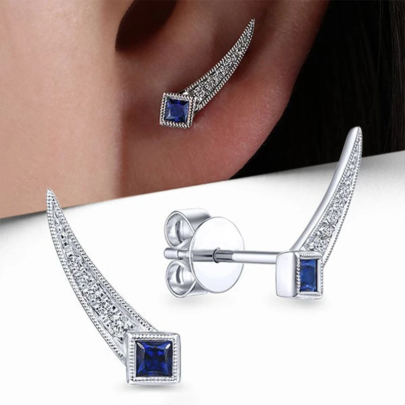 Luxury Simple Design Women Stud Earrings Charming Square Blue Zircon Stone Lady's Fashion Accessories Banquet Party Jewelry Gift
Luxury Simple Design Women Stud Earrings Charming Square Blue Zircon Stone Lady's Fashion Accessories Banquet Party Jewelry Gift