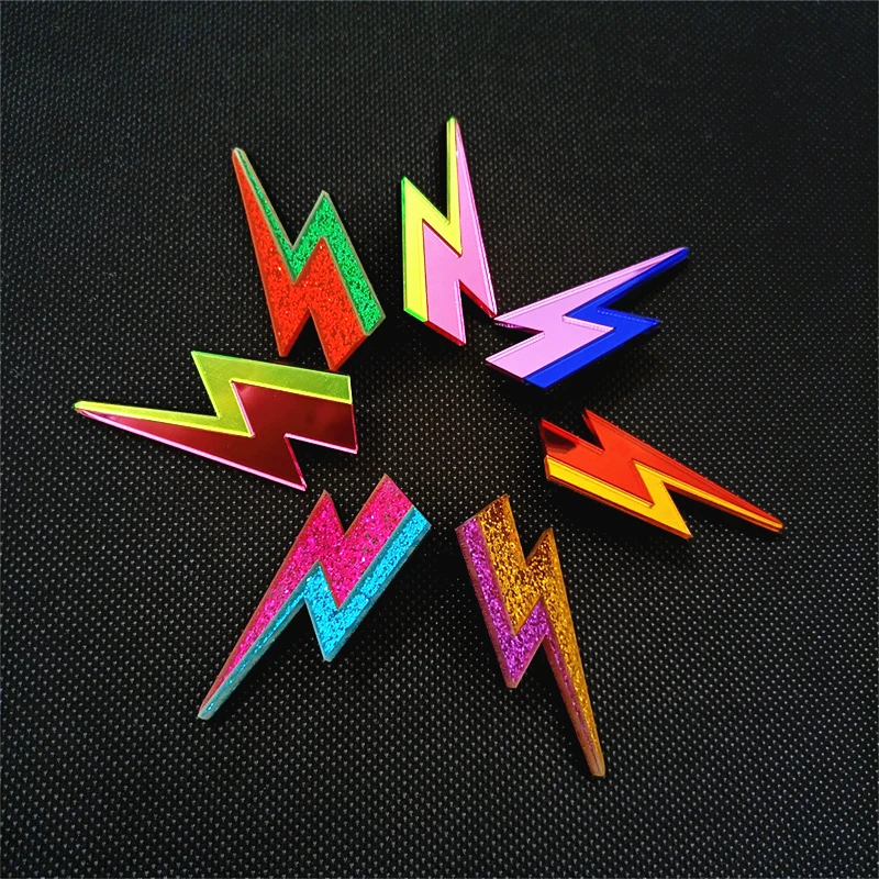 

KUGUYS Glitter Lightning Acrylic Stud Earrings For Women Multicolor Jewelry Mirror Trendy Fashion Summer Classic Accessories