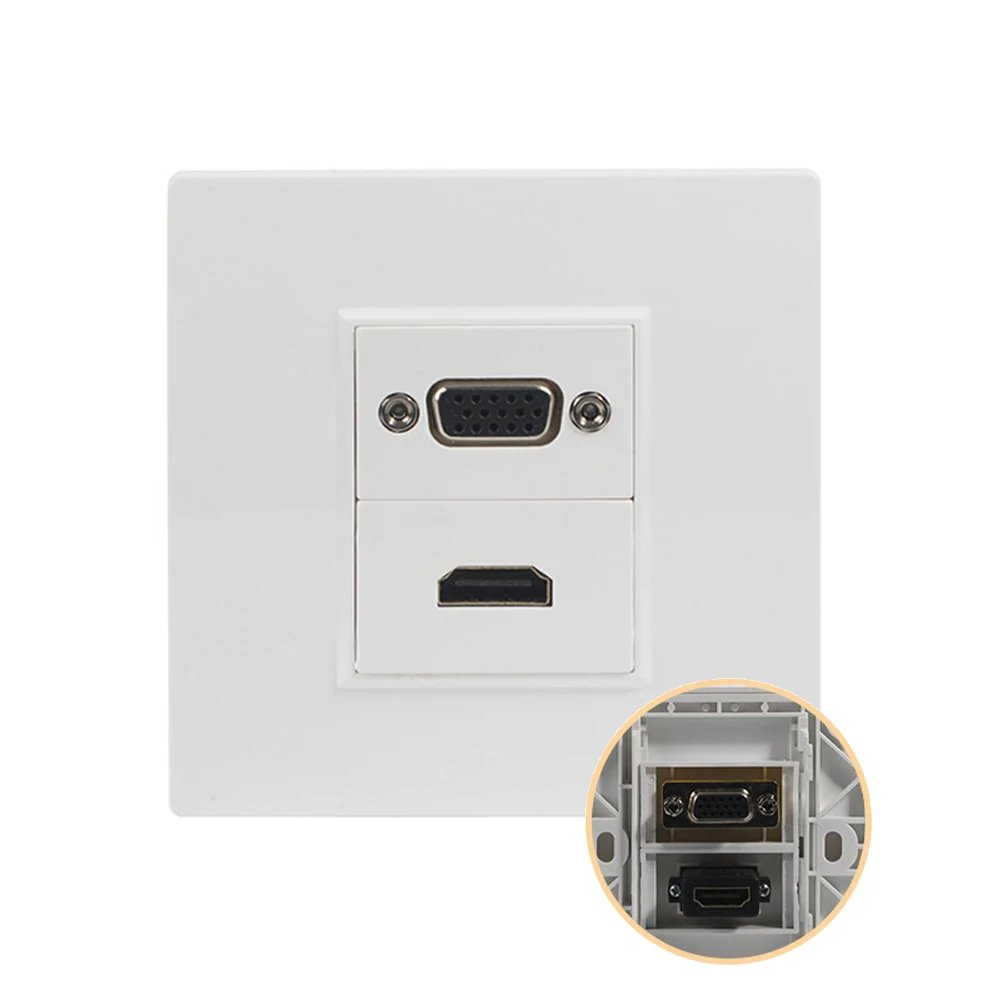 

HD Multimedia Wall 86 Type Ethernet Socket Faceplate VGA Female to Female+V2.0 HDM Interface Outlet