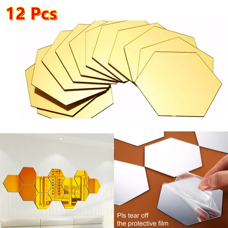 12pcs 3D Hexagon Mirror Wall Stickers Acrylic Self Adhesive Mirror Tiles Sticker Decals DIY Bedroom Bathroom Home Decor
12pcs 3D Hexagon Mirror Wall Stickers Acrylic Self Adhesive Mirror Tiles Sticker Decals DIY Bedroom Bathroom Home Decor