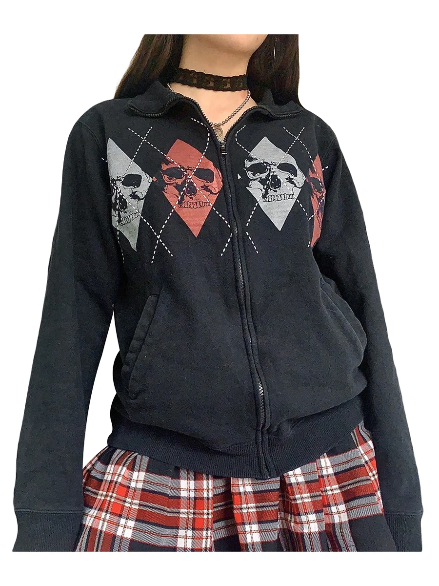 Women SZip Up Hoodie pring Autumn Casual Coat Black Long Sleeve Skeleton Print Outerwear
Women SZip Up Hoodie pring Autumn Casual Coat Black Long Sleeve Skeleton Print Outerwear