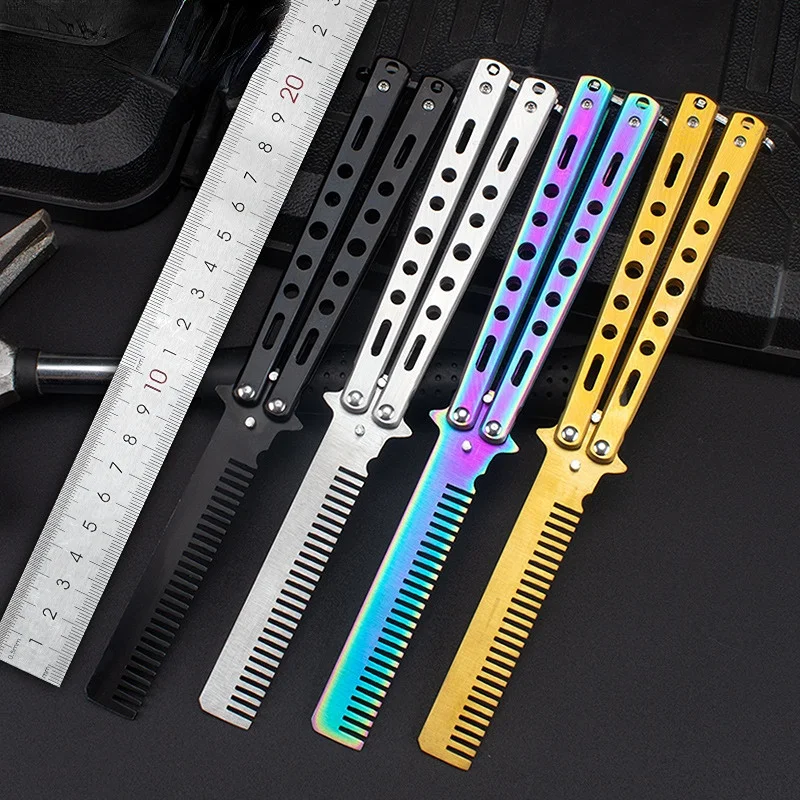 

Portable Butterfly Training Knife Foldable Trainer Pocket Flail Knife Uncut Blade Butterfly Comb For Training Tool