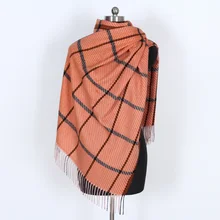 Winter imitation cashmere scarf female Korean fashion Yang Mi same style autumn lattice color matching warm scarf Bib shawl