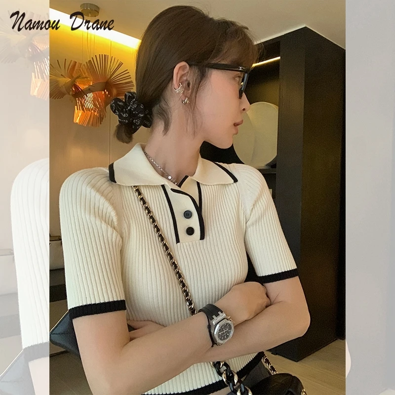 Namou Drane Polo Collar Knit Spring New All-match Show Slim Slim Short Shirt Pullover Short Sleeve Summer 2022 
Namou Drane Polo Collar Knit Spring New All-match Show Slim Slim Short Shirt Pullover Short Sleeve Summer 2022