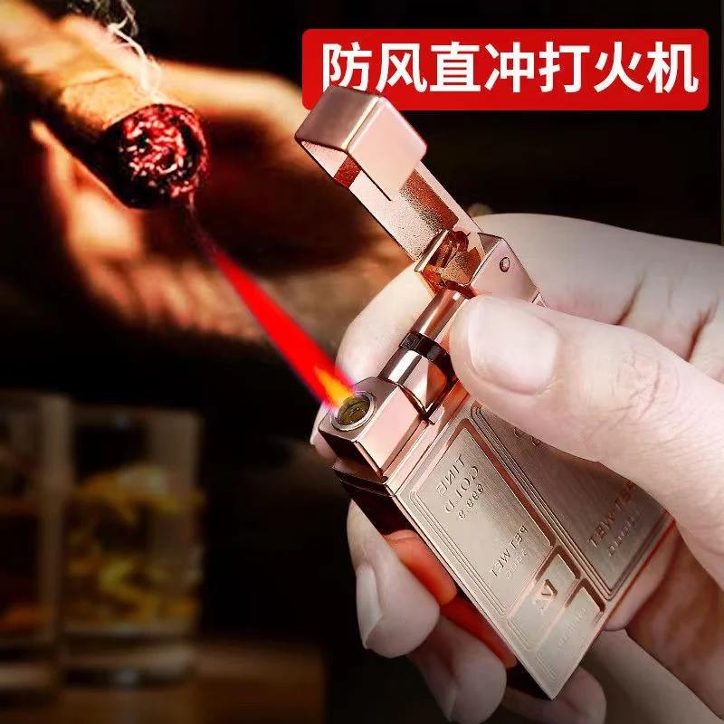 New windproof electronic induction inflatable lighter narrow version red fire creative forward rolling ignition metal lighter
New windproof electronic induction inflatable lighter narrow version red fire creative forward rolling ignition metal lighter